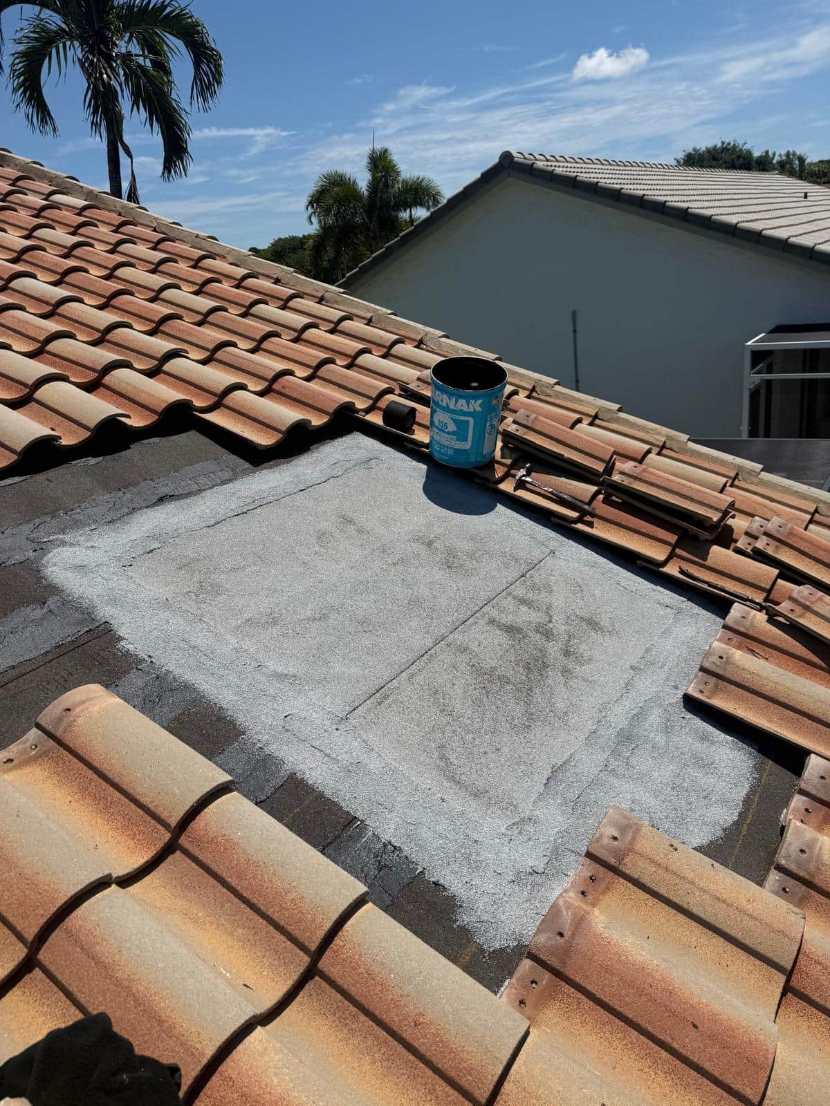 Terracotta tile reinstallation in progress
